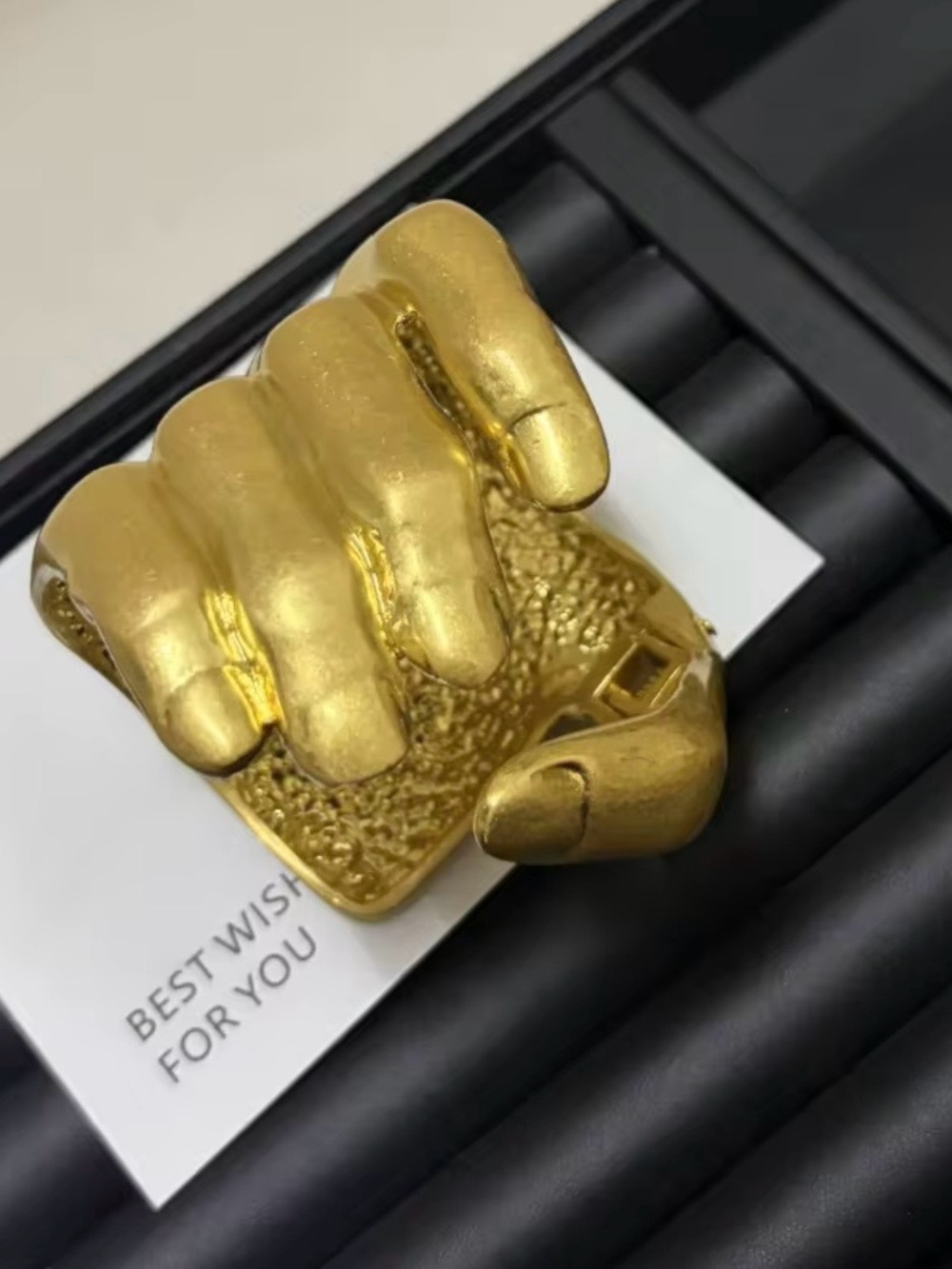 Gold Metal Sculptural Cuff Bracelet - Women Jewelry - Picture 3 of 5